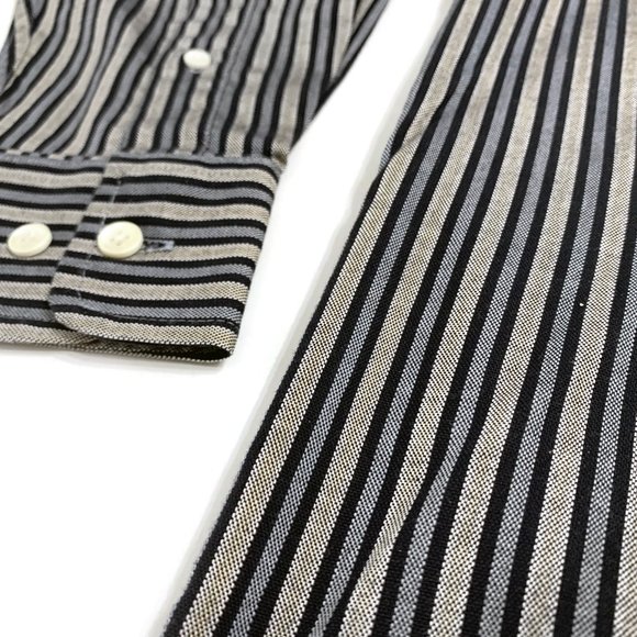 Dockers Black and White Striped Casual Button Down Shirt - Picture 6 of 6